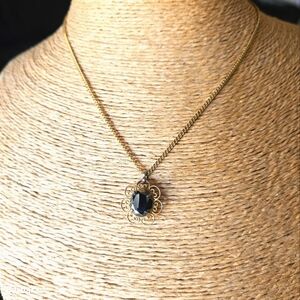 Vintage Titan GF Hermatite Black Diamond Pendant Necklace